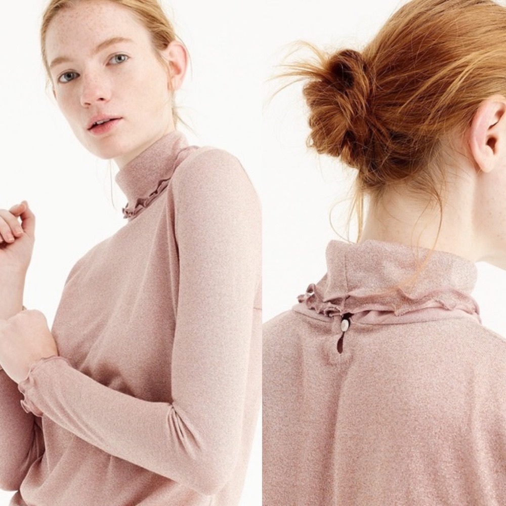 J .crew metallic ribbed turtleneck
deep blush pink